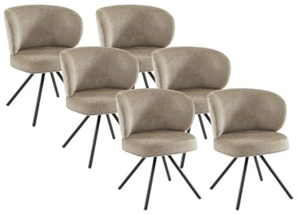 Vente-unique - Set mit 6 Drehstühlen - Strukturstoff & Metall - Taupe - LYARO