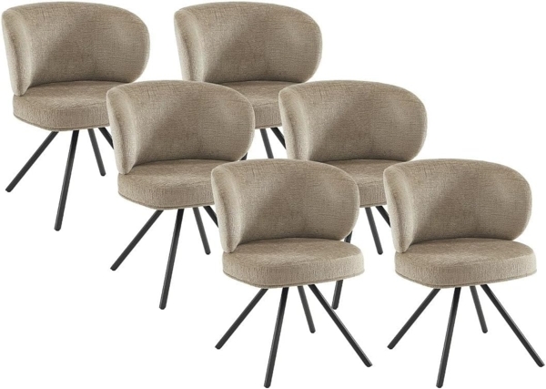 Vente-unique - Set mit 6 Drehstühlen - Strukturstoff & Metall - Taupe - LYARO