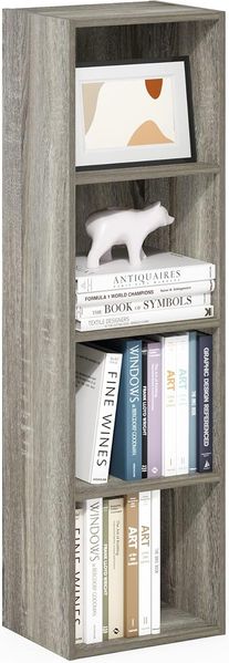 Furinno Pasir 4-stufiges Bücherregal mit offenem Regal, Französische Eiche