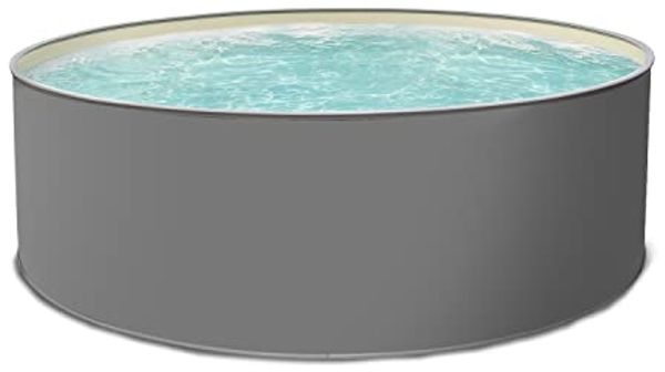 Paradies Pool® Edition grau Komplettset 1 rund, 300x120 cm (Ø x H), Stahlwandbecken grau, Poolplane in Sand 0,8mm, Handlauf grau, inkl. Leiter Pumpe Sandfilter, Swimmingpool