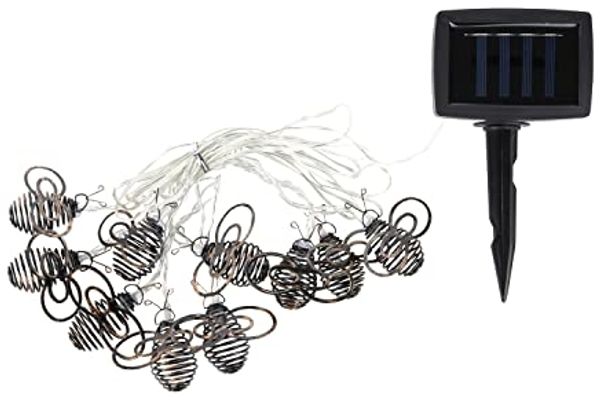 LED Solar Bienen Lichterkette Blink und Dauerlicht Ein- Ausschalter Kunststoff