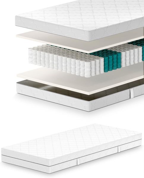 Mister Sandman 7-Zonen Matratze 90x190 cm, Taschenfederkernmatratze H2 H3, Versand als Rollmatratze, Hochwertige 2 in 1 Matratze, Wendematratze, 21 cm hoch