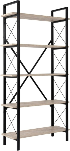 Bücherregal, 'Elysian', 180 x 33,5 x 90, Travertin, Schwarz