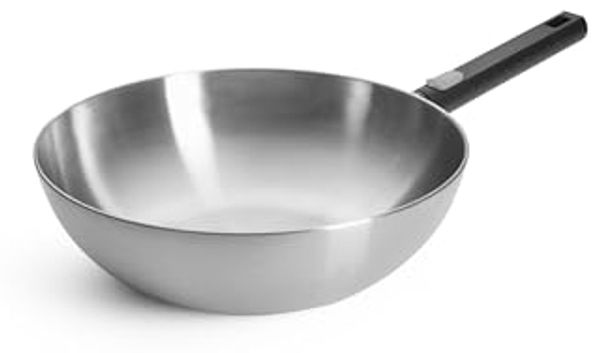 Woll Logic Steel Steel-Wok, Ø 30 cm, 10 cm hoch abnehmbarer Stiel