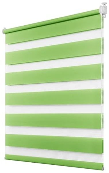 Deswell Doppelrollo Klemmfix ohne Bohren Grün B45 x H120 cm (Stoffbreite 41cm) Rollos für Fenster ohne Bohren für Fenster mit Lichtdurchlässig & Verdunkelnd/Höhe Stufenlos Verstellbar