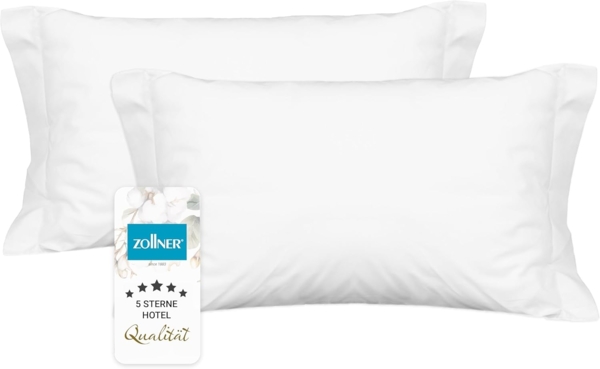 ZOLLNER Kissenbezug, (2 Stück), 50x93 cm, 100% Baumwolle, vom Hotelwäschespezalisten