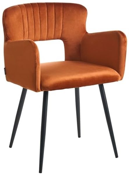 Esszimmerstuhl 2er Set SANILAC Samtstoff Orange