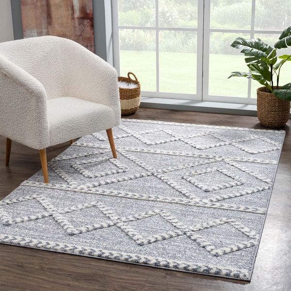 Carpet City Hochflor-Teppich Focus 3022, rechteckig, Höhe: 20 mm, Boho-Teppich, besonders weich, Rauten Design, 3D-Effekt