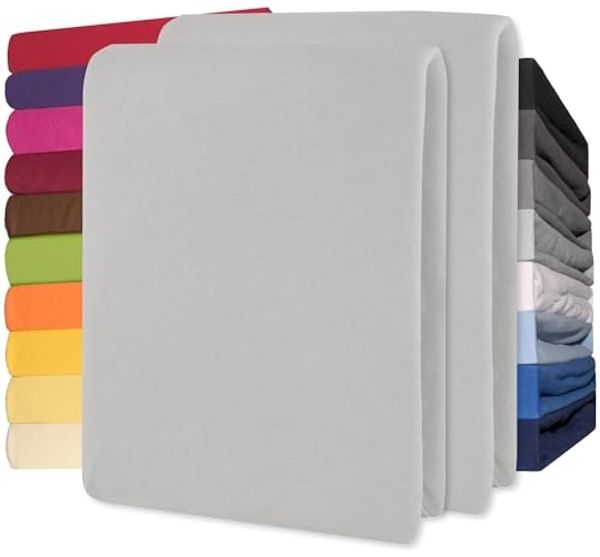 CelinaTex Jersey Spannbettlaken Lucina 200x200-200x220 cm Silber grau 100% Baumwolle gekämmt bis 26cm Matratzenhöhe Oeko-TEX