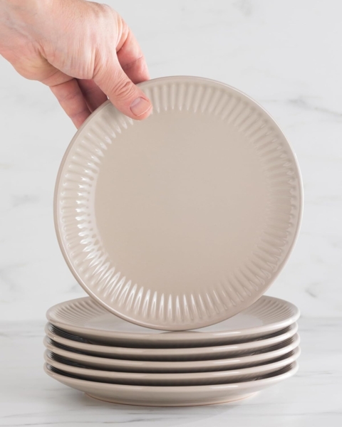 Steingut Geschirrset 12 Personen Hygge 48 tlg. TESTSIEGER, Traumhaftes Skandinavisches Steingut Geschirr Set, Schüssel- und Teller Set, Tafelservice 12 Personen, Geschirrsets Pure Living in Hellbraun Bild 7