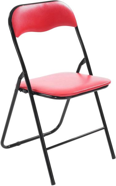 CLP Klappstuhl Felix Klappbarer mit Kunstleder PVC Sitz Gepolstert,rot/schwarz