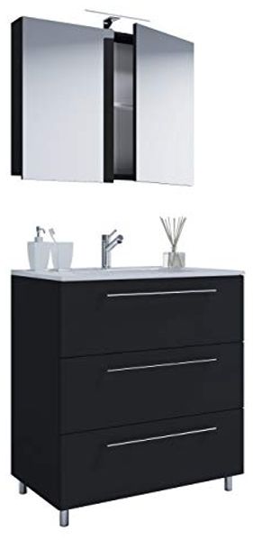 VCM Badmöbel Waschtisch Badinos 914355 Schwarz H. 145 x B. 60 x 46 cm
