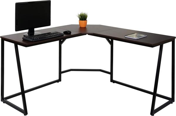 Eck-Schreibtisch HWC-K66, Computertisch Arbeitstisch, MVG-zertifiziert 76x140x140cm, MDF Metall ~ dunkelbraun