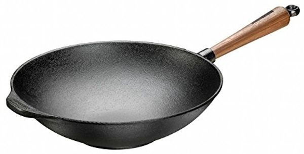 Skeppshult Wok Gusseisen mit Walnussholzgriff 30 cm - 29 bis 32 cm