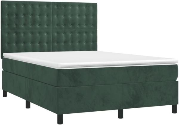 vidaXL Boxspringbett mit Matratze Dunkelgrün 140x190 cm Samt 3143262