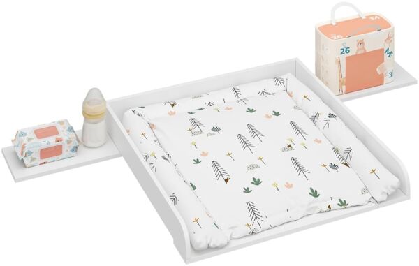 WOLTU Wickelaufsatz, Wickeltischaufsatz universal für Kommode (Tiefe: 47-50 cm), mit Schutzrand, aus MDF, 160 x 10 x 80 cm, Weiß (80x80 cm für Baby)