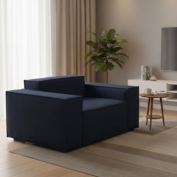 Talamo Italia - Emanuela-Sessel, Wohnzimmersessel, 100 % Made in Italy, Relaxsessel aus gepolstertem Stoff, 140 x 95 x 70 cm, Blau