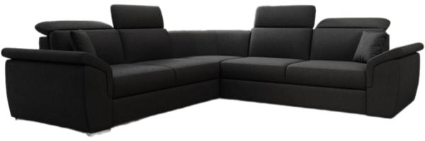 Designer Sofa Fernando mit Schlaffunktion und Stauraum Stoff Schwarz