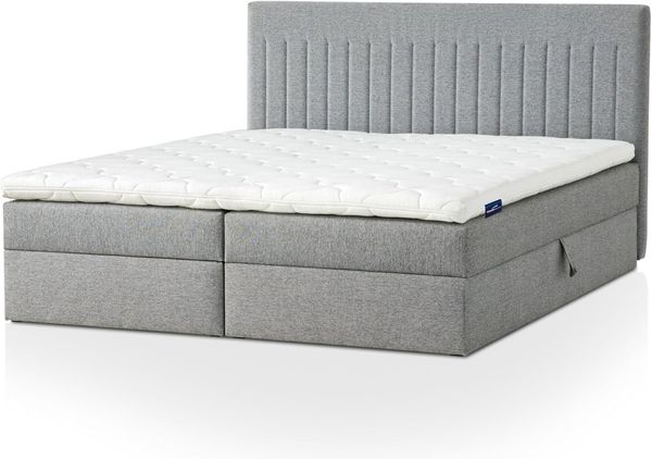 Traumnacht Boxbett Nizza mit praktischem Stauraum, mit 7-Zonen Tonnentaschenfederkernmatratze (H3) und Komfortschaumtopper, Leichter Aufbau, 180x200, grau
