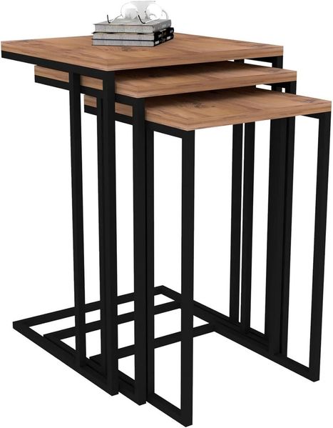 WELL HOME MOBILIARIO & DECORACIÓN nesttische, Melamin, Braun/schwarz, 40 x 61,8 x 40
