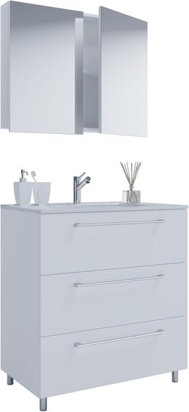VCM Badmöbel Waschtisch Badinos 914357 Weiß H. 145 x B. 80 x 46 cm