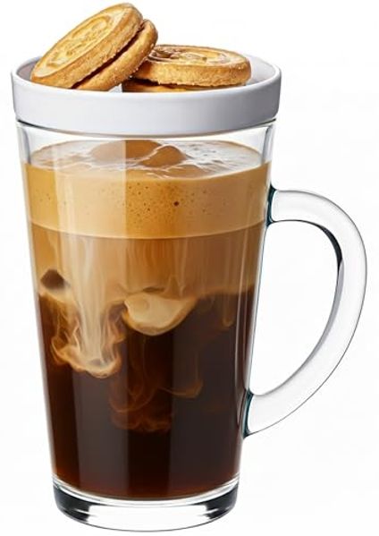 KONZEPT Teeglas Mit Deckel – 300 Ml Mit Henkel, 1-tlg, aus Glas Mit Deckel, hitzebeständig & spülmaschinengeeignet