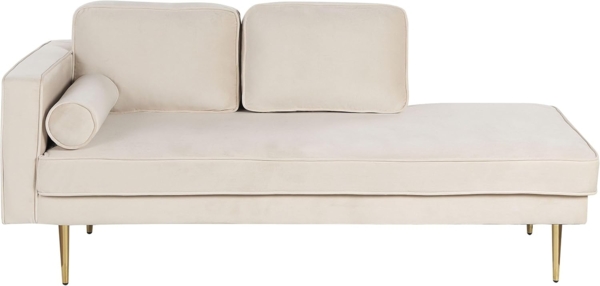 Chaiselongue Samtstoff beige linksseitig MIRAMAS