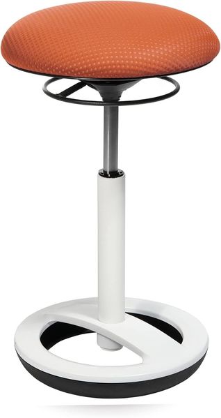 Topstar SU53BR4 Sitness High Bob, Stehhilfe, Fitnesshocker, Arbeitshocker, Sitzhöhe: 49 - 70cm, Standfußring Alu weiß lackiert, Stoffbezug, orange