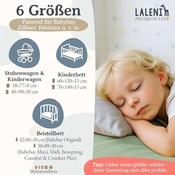 Laleni 3er-Set Premium Spannbettlaken 60x120-70x140 cm - Oeko-Tex Zertifiziert, 100% Baumwolle, atmungsaktives Spannbetttuch Jersey Baby, 150 g/m², Summer Green - Grün Bild 2