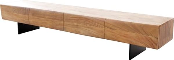 Lowboard New Live-Edge 200 cm Akazie Natur 4 Türen Fuß schwebend Metall Schwarz