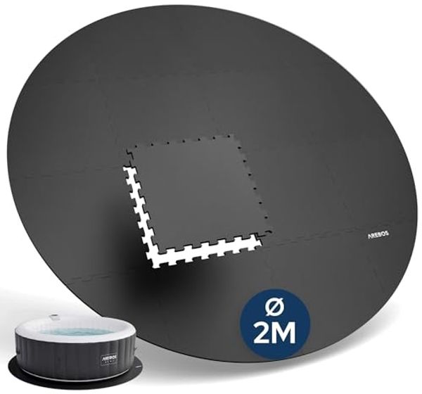 Arebos Whirlpoolmatte Spa Pool Bodenschutzmatte - rund - EVA - Whirlpool Unterlage Puzzle, (16-tlg, 16'er Set), Whirlpool Bodenschutzmatte, isolierend & rutschhemmend, Outdoor