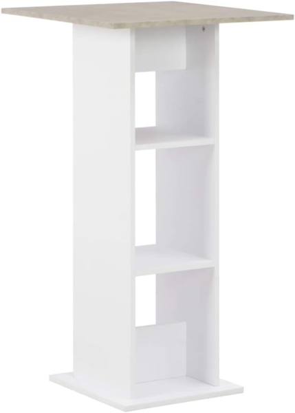Bartisch Weiß und Beton 60 x 60 x 110 cm