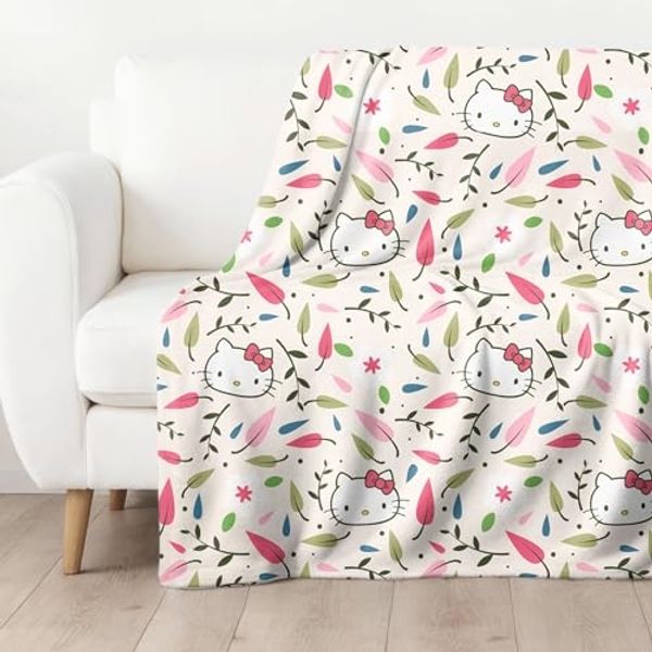 Kinderdecke Hello Kitty Blütenzauber 130 x 170 cm passend zur Bettwäsche, MTOnlinehandel, Geschenkidee für Mädchen, weich und kuschelig