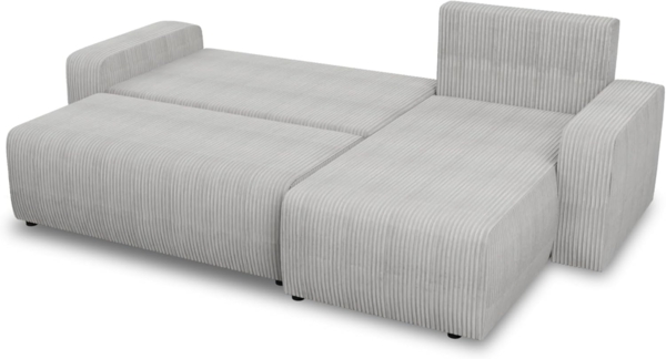 Ecksofa Roma L mit Schlaffunktion und Bettkasten - Cord Stoff - L-Form Couch, Polstersofa, Schlafsofa, Sofagarnitur - Ottomane Universal (Grün (Poso 014)) Bild 4