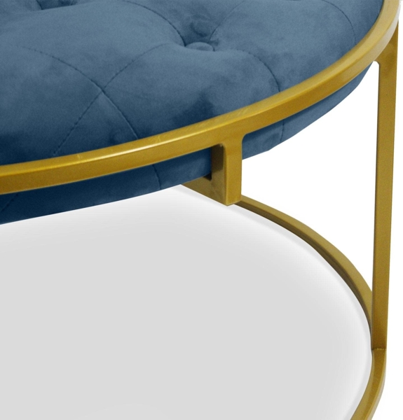 Menzzo Valona Set mit 2 Hockern mit Samtbezug Blau Bild 5