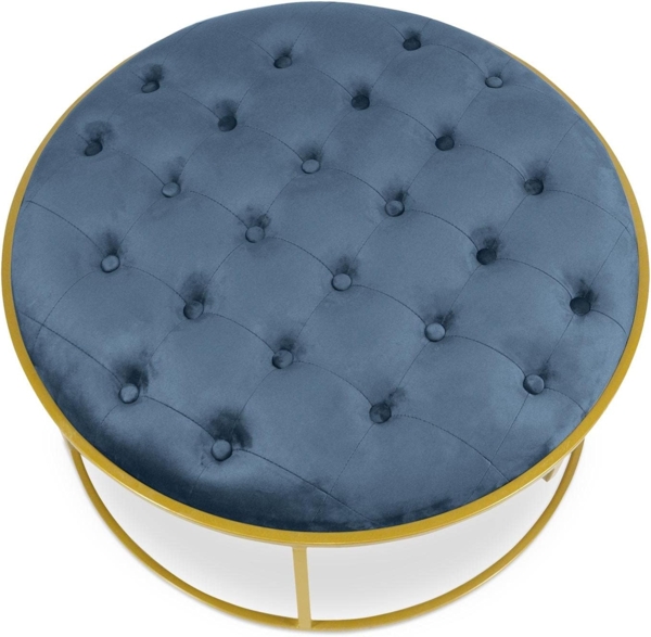 Menzzo Valona Set mit 2 Hockern mit Samtbezug Blau Bild 3