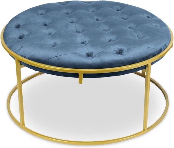 Menzzo Valona Set mit 2 Hockern mit Samtbezug Blau Bild 2