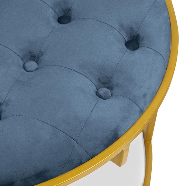 Menzzo Valona Set mit 2 Hockern mit Samtbezug Blau Bild 4