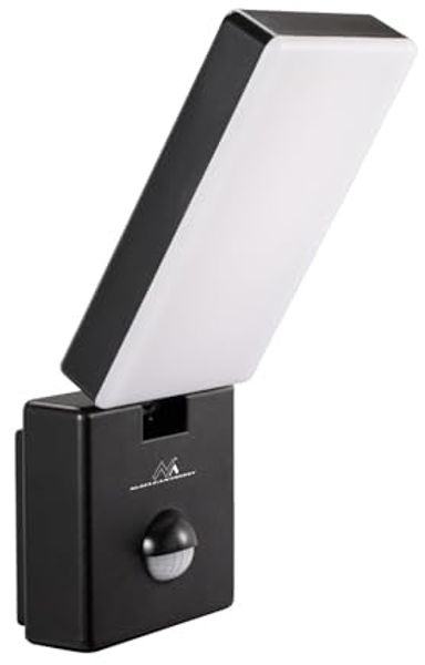 Maclean MCE516 LED Wandleuchte mit PIR Bewegungsmelder, Wandbeleuchtung Innen & Außen, Wandlampe, 10W, IP65 - Wasserfest, 800lm, 4000K Neutralweiß, Erfassungsbereich: max. 9m (Schwarz)