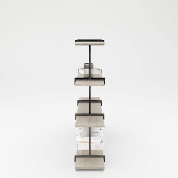 Babylon - Regal, Raumteiler, Bücherregal mit 4 Böden, Wild Eiche kombiniert mit schwarz matten Metallkomponenten, modernes Industrial Design Bild 4