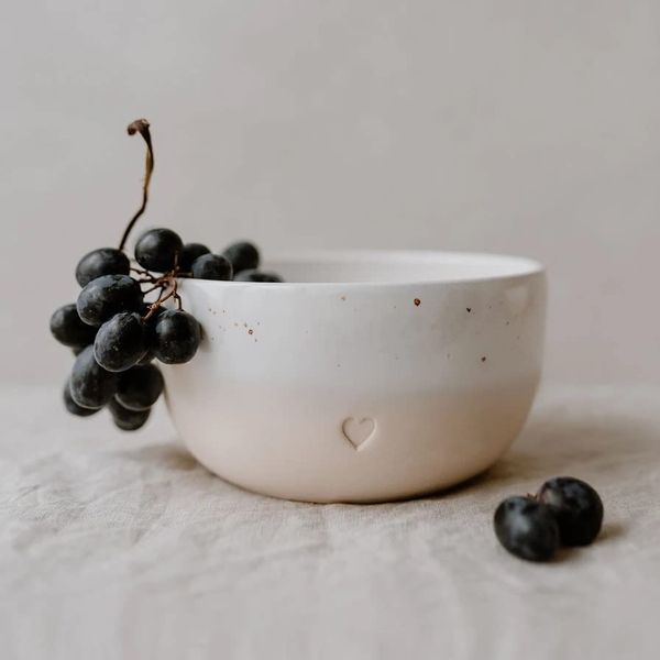 Eulenschnitt Schüssel Bowl Herz Steingut