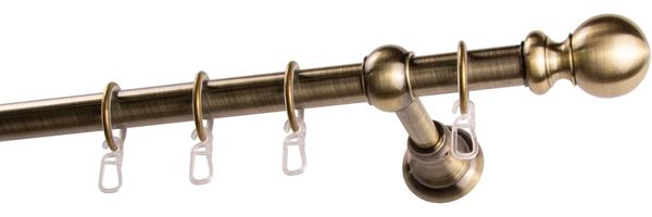 GARESA Gardinenstange ANDREA, Ø 20 mm, 1-läufig, Wunschmaßlänge, verschraubt, Metall, Vorhanggarnitur, verlängerbar, Endknopf Kugel lang, mit Ringen