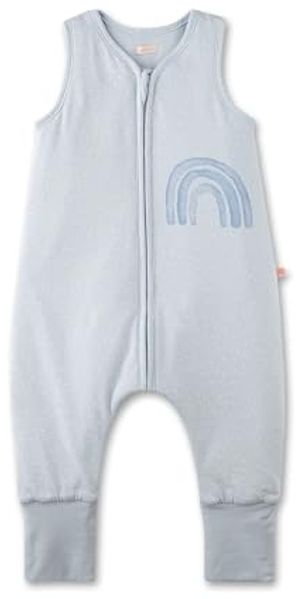 SANETTA Baby-Schlafsack mit Füßen Blau | Praktischer und bequemer Unisex-Schlafsack aus Bio-Baumwolle. Baby-Schlafsack mit Reißverschluss und Regenbogen-Print | Baby Sleeping Bag