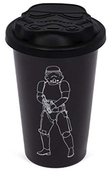 Thumbs Up Coffee-to-go-Becher Original Stormtrooper - Keramikbecher mit Silikondeckel (schwarz), Keramik