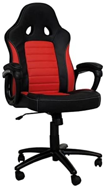 LC Power CL-RC-BR Gepolsterter Sitz Gepolsterte Rückenlehne - Stuhl (gepolsterter Sitz, gepolsterte Rückenlehne, schwarz, rot, schwarz, rot, Lederoptik, Lederimitat)