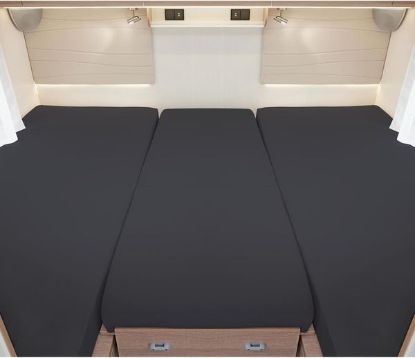 BettwarenShop Wohnmobil Wohnwagen Heckbett Spannbetttuch-Set 3-teilig|2 Längsbetten + Mittelteil| anthrazitBettwarenShop Wohnmobil Wohnwagen Heckbett Spannbetttuch-Set 3-teilig