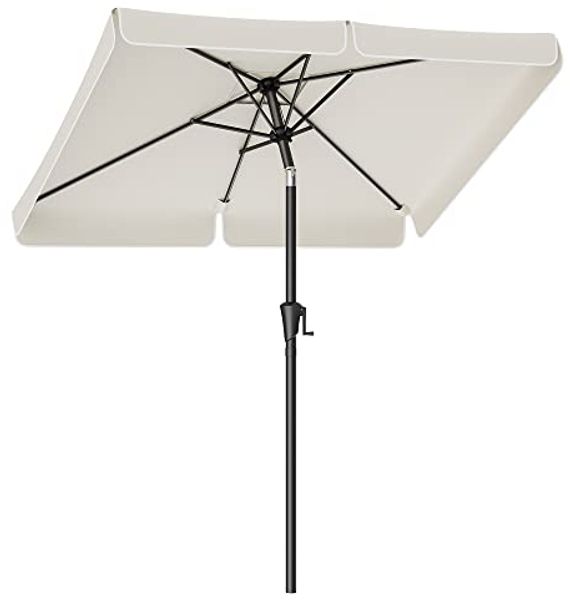 Songmics Sonnenschirm ohne Aufbewahrungstasche, ohne Ständer, UPF 50+, Stahl / Polyester, Beige, 200 x 150 cm