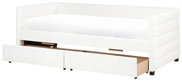 Tagesbett mit Stauraum Samtstoff MARRAY II 90 x 200 cm Cremeweiß