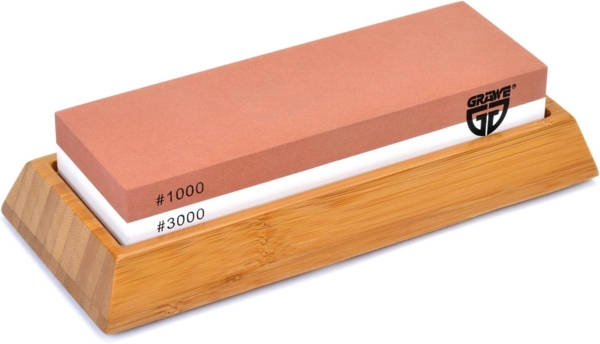 Wetzstein SHARPHOME Körnung 1000 / 3000 mit Bambus-Halter