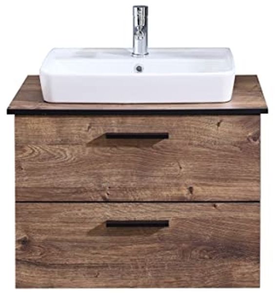Pelipal Quickset 374 Waschtisch mit Unterschrank, Holzwerkstoff, Eiche Ribbeck quer NB, 61,6 x 73 x 44,5 cm